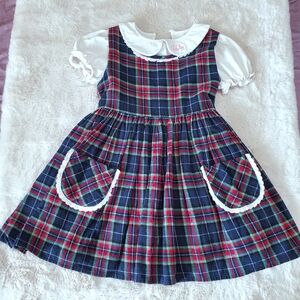 SweetHoney Tartan Dress with Lace Trim